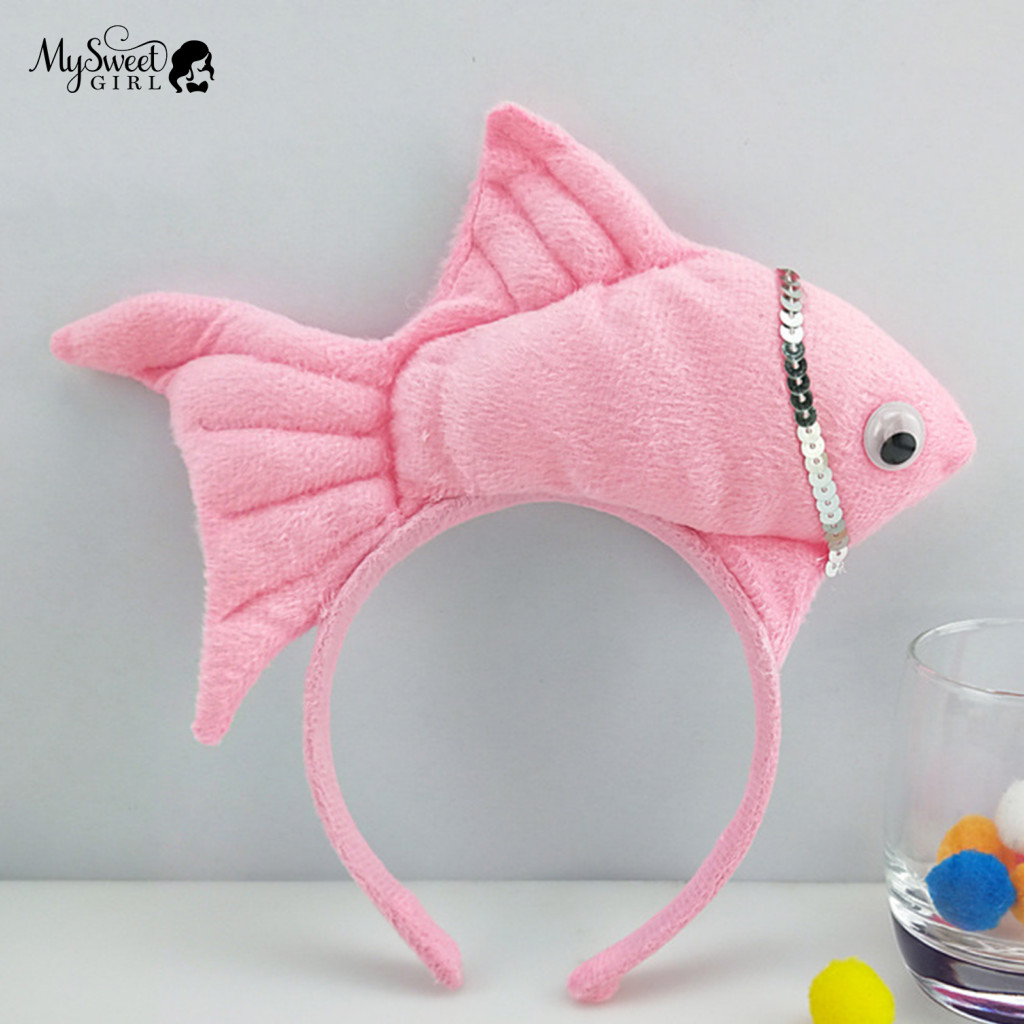 Fish Costume Accessory Kids Headband Goldfish Design Adjustable Hair Hoop Cute Cosplay Party Dress Up Birthday Supplies