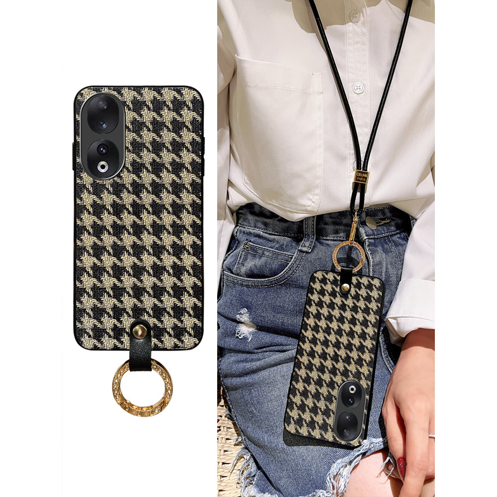 Icool Adequado para Honor 500 Phone Case 400pro Capa de couro xadrez 300PRO Retro 200 Light Luxury Style 90 Shell Silico