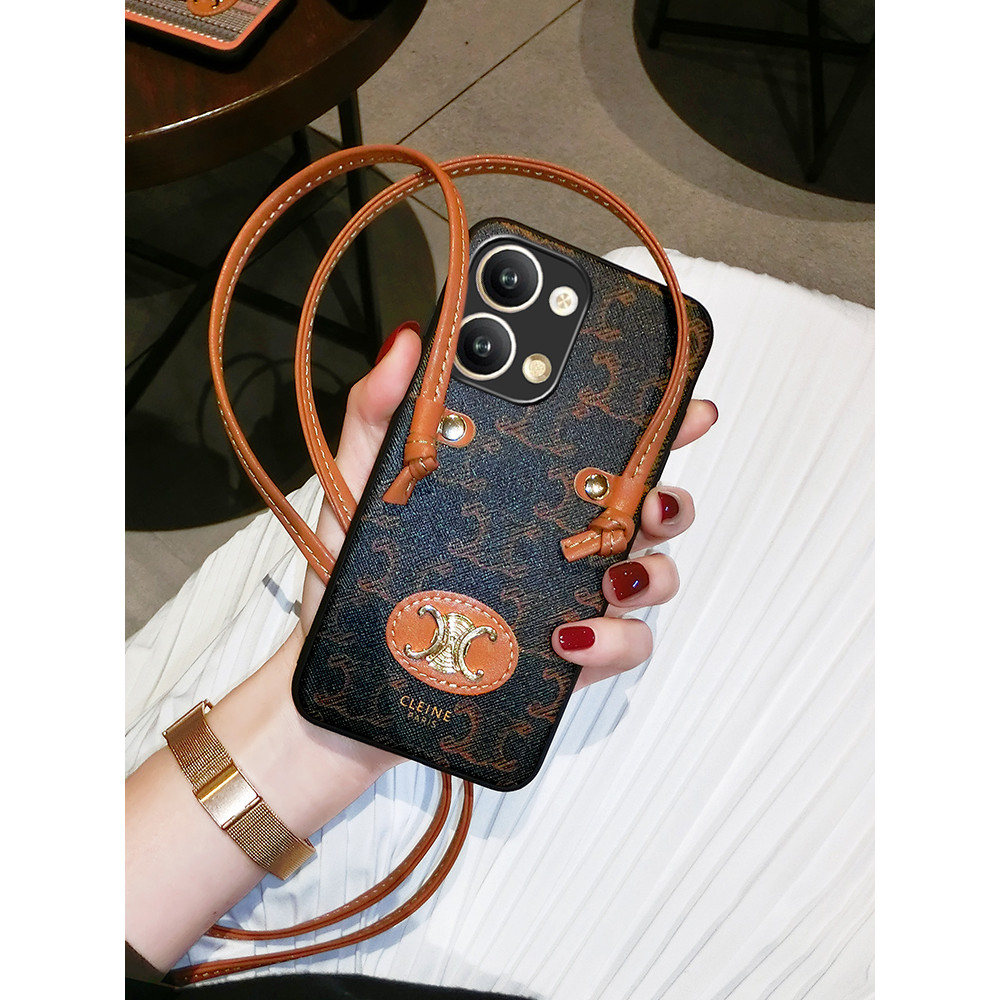 Icool Adequado para reno15 Capa de telefone 14pro Crossbody 13 Shell oppoRENO12PRO Retro 11 Light Luxury 9 Capa de couro
