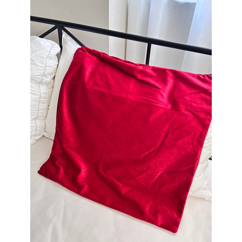 REMIND Cor Sólida Vermelho 50 * 50 Fronha de Veludo Temperamento Simples Combinação de Casa