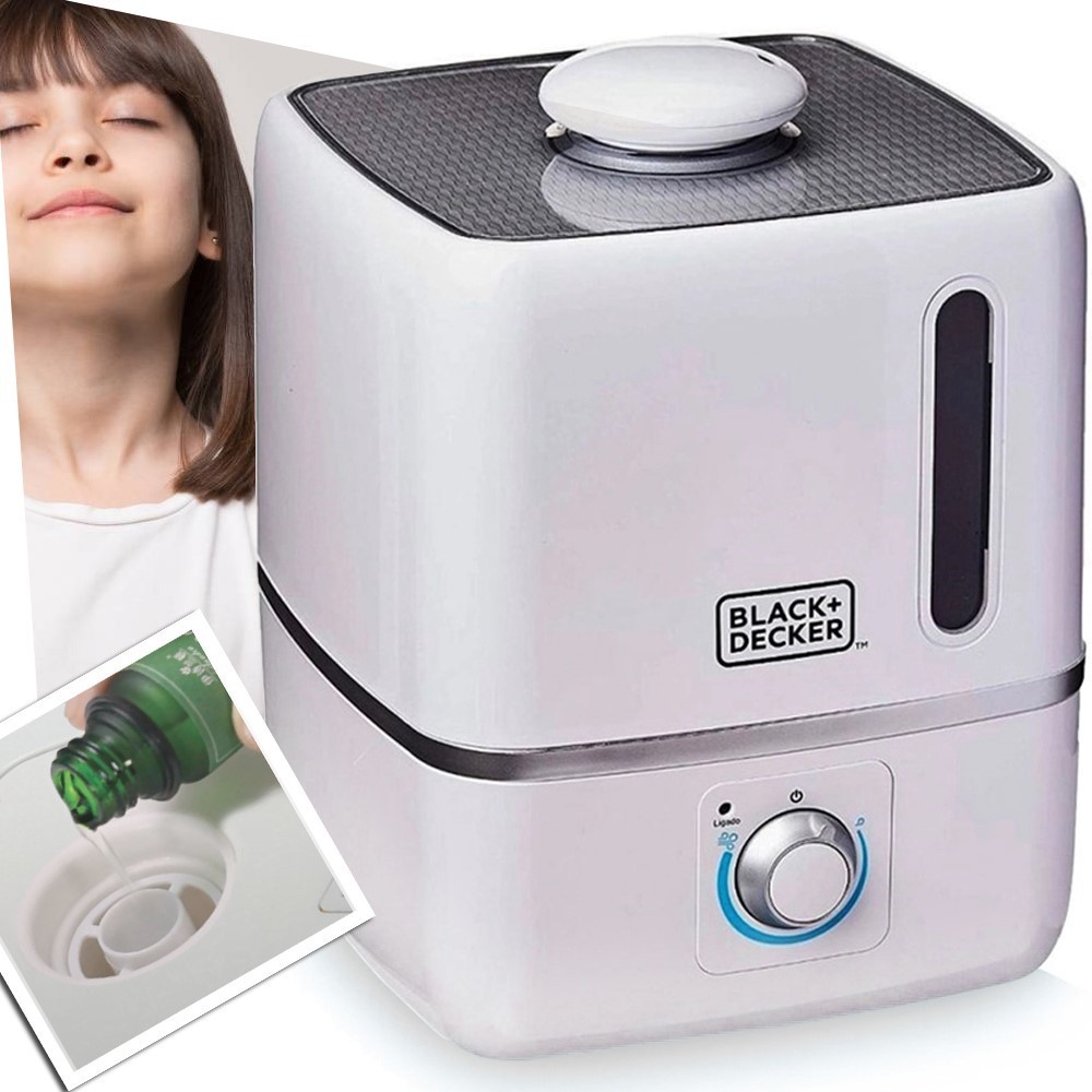 Umidificador de Ar Ambiente Portátil Ultrassônico AIR1000 BLACK DECKER Aromatizador 2,5 Litros