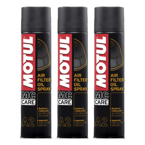 KIT MOTUL MC CARE A2 AIR FILTER OIL SPRAY 400ML 3 UNIDADES