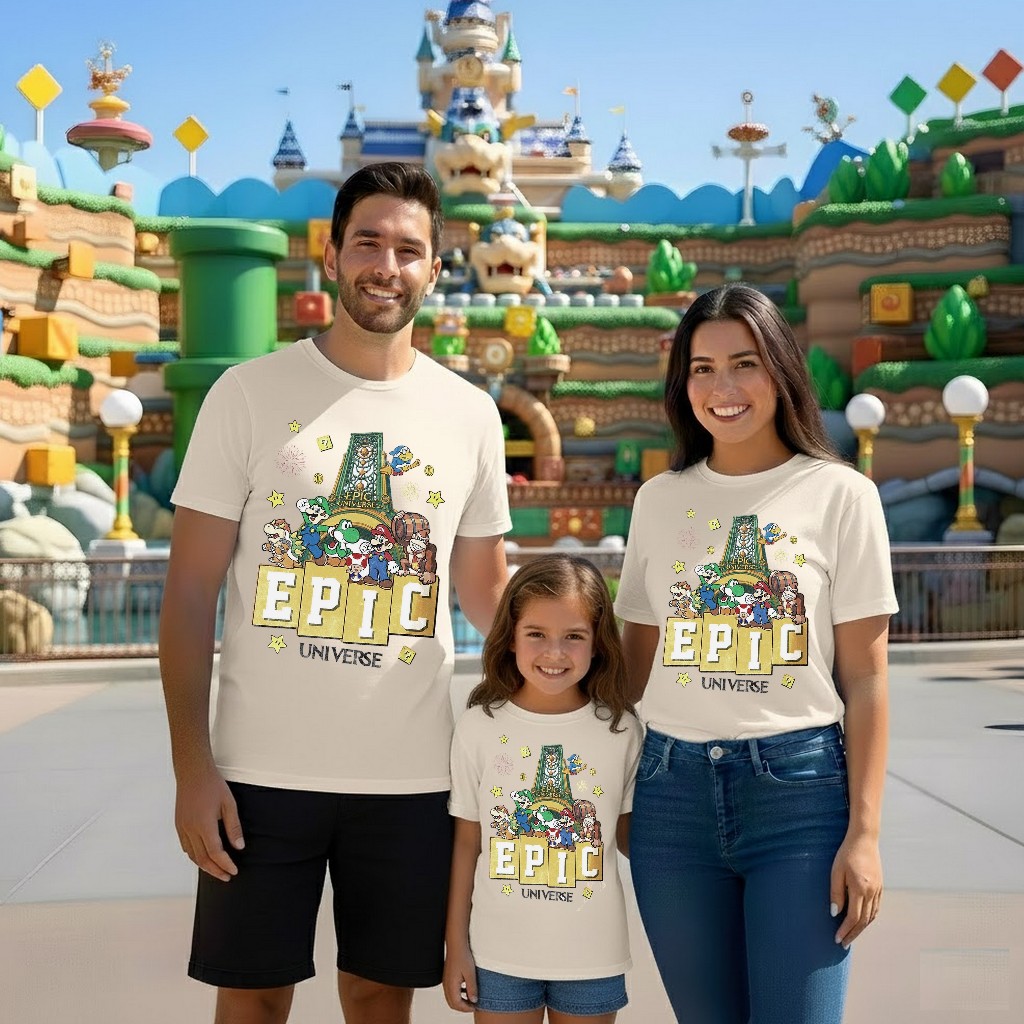 Kit Viagem Universal Epic Universe 2026 Camiseta Camisa Conjunto Família Com 3 Peças Orlando Vários Modelos