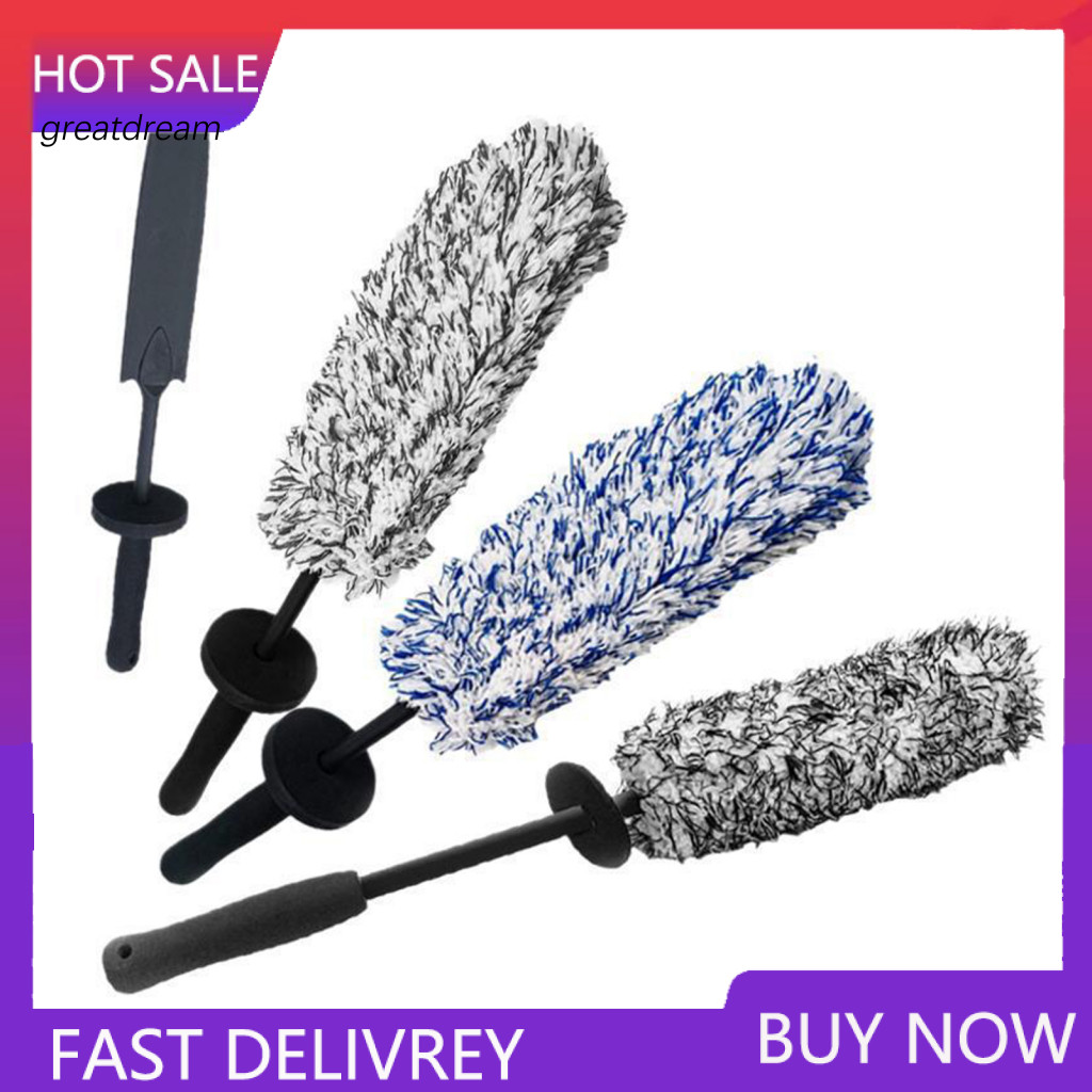 Microfiber Wheel Brush 42cm Tire Soft Synthetic Fiber Rim Cleaner Multi-functional Car Wash Tool for Easy Dirt Removal D