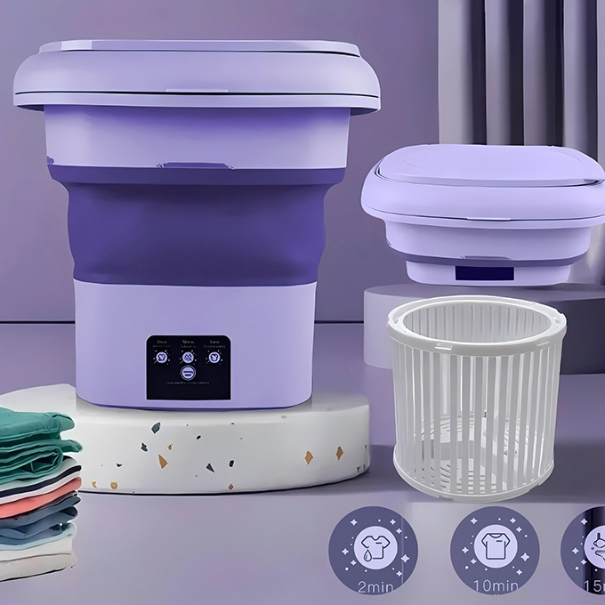 Mini máquina de lavar roupa dobrável portátil moderna automática roupa viagem bivolt