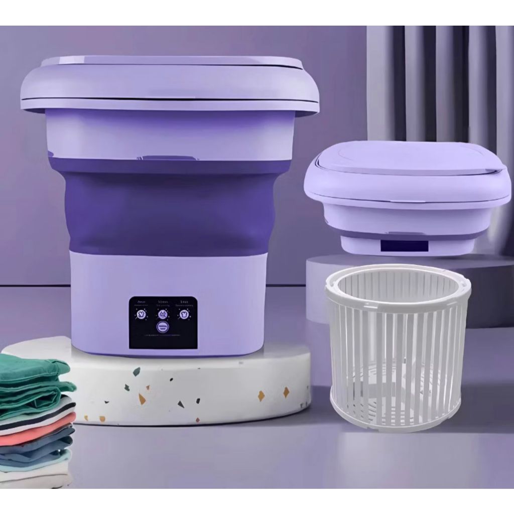 Mini máquina de lavar roupa dobrável portátil moderna máquina de lavar automática roupa interior viagem bivolt