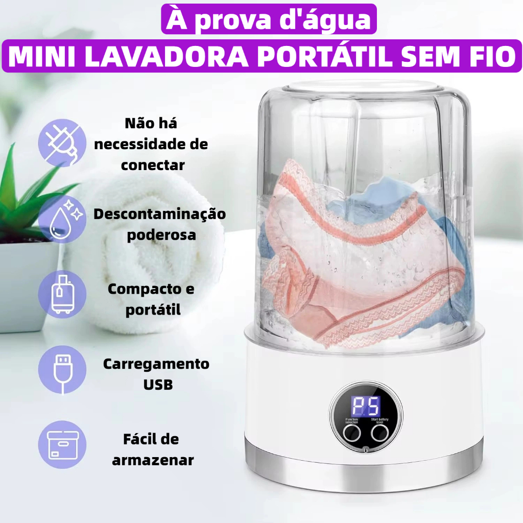 Mini Lavadora Portátil Máquina de lavar USB para roupas íntimas e meias 1000ML À prova d'água e fácil de viajar H9-908