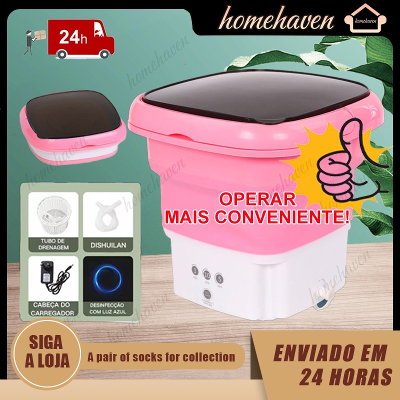 Mini máquina de lavar 9L dobrável portátil totalmente automática para viagens