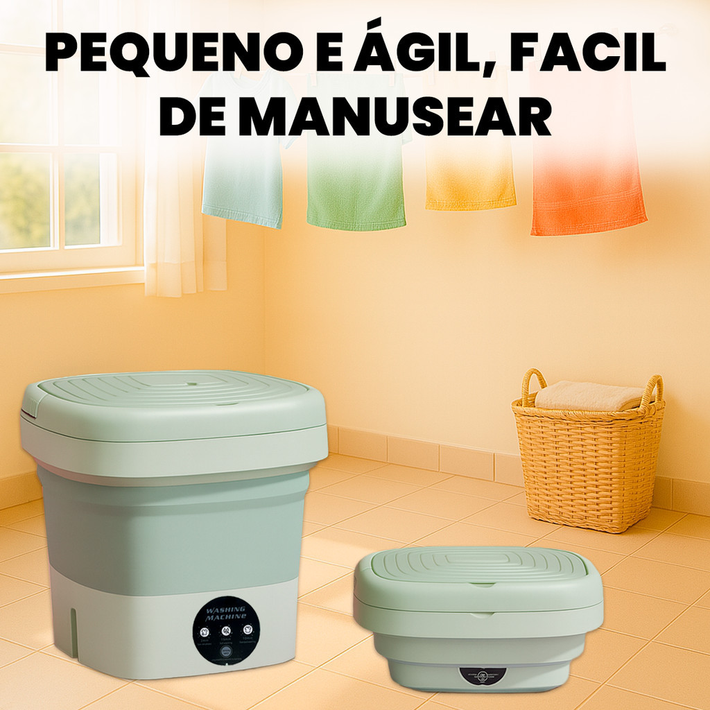 Mini Máquina De Lavar Roupas  Panos Tanquinho Portátil Bivolt 8 Litros Viagem Semi Automatica