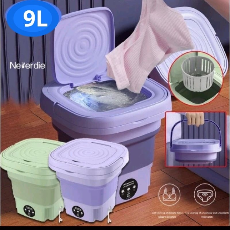 Mini Máquina de Lavar Roupas Portátil para viagem Dobrável lava roupas pequenas 9 L