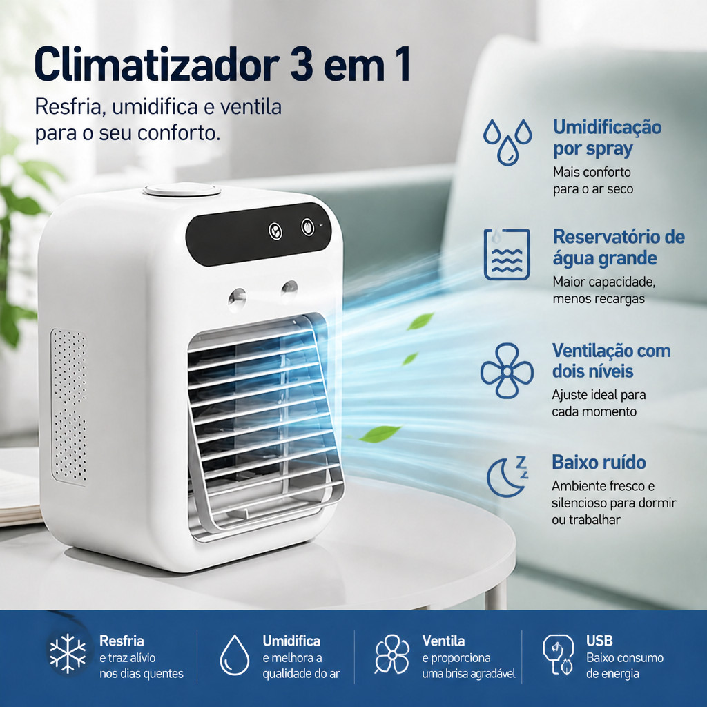 LARGE Air Conditioner Air Conditioner Humidifier Portable Fan Led Bedroom Living Room Office Desk
