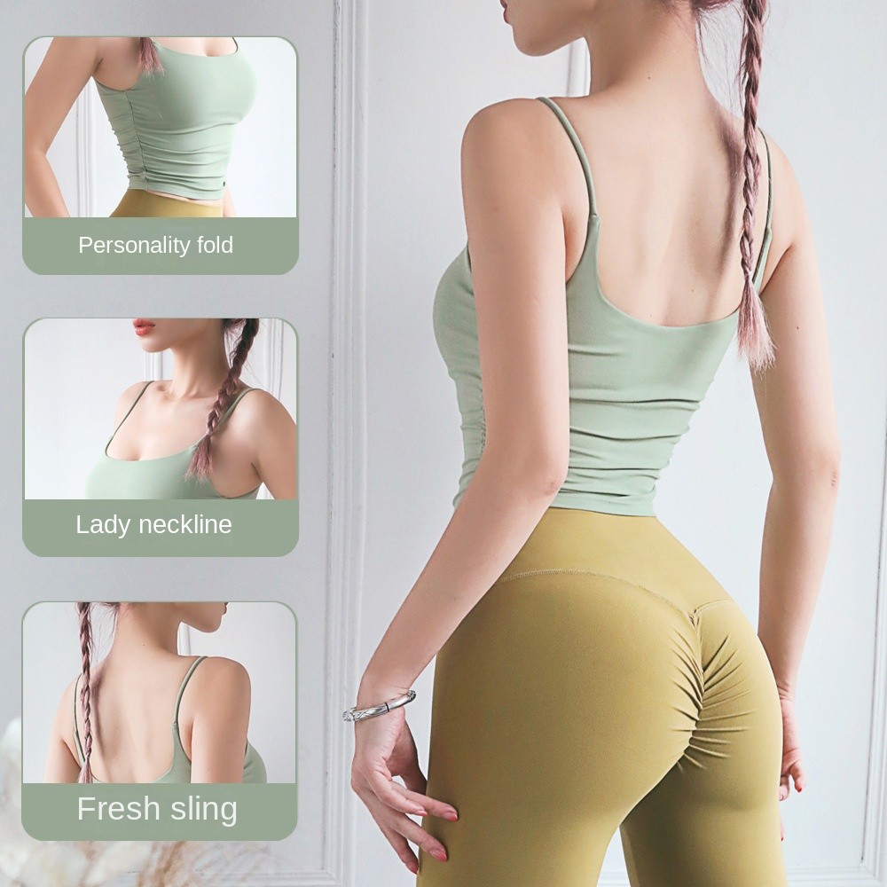 Lulu Nude Feel Beauty Back Sling Roupa Íntima Esportiva Para Mulheres Colete De Ioga Com Almofada No Peito WX1252