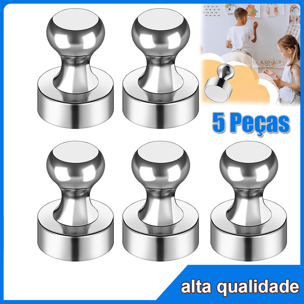 5Pçs Prata Forte Neodímio Magnético Pinos ímãs de mapa magnéticos fortes Ímã De Aço Durável Para Geladeira Quadro Branco