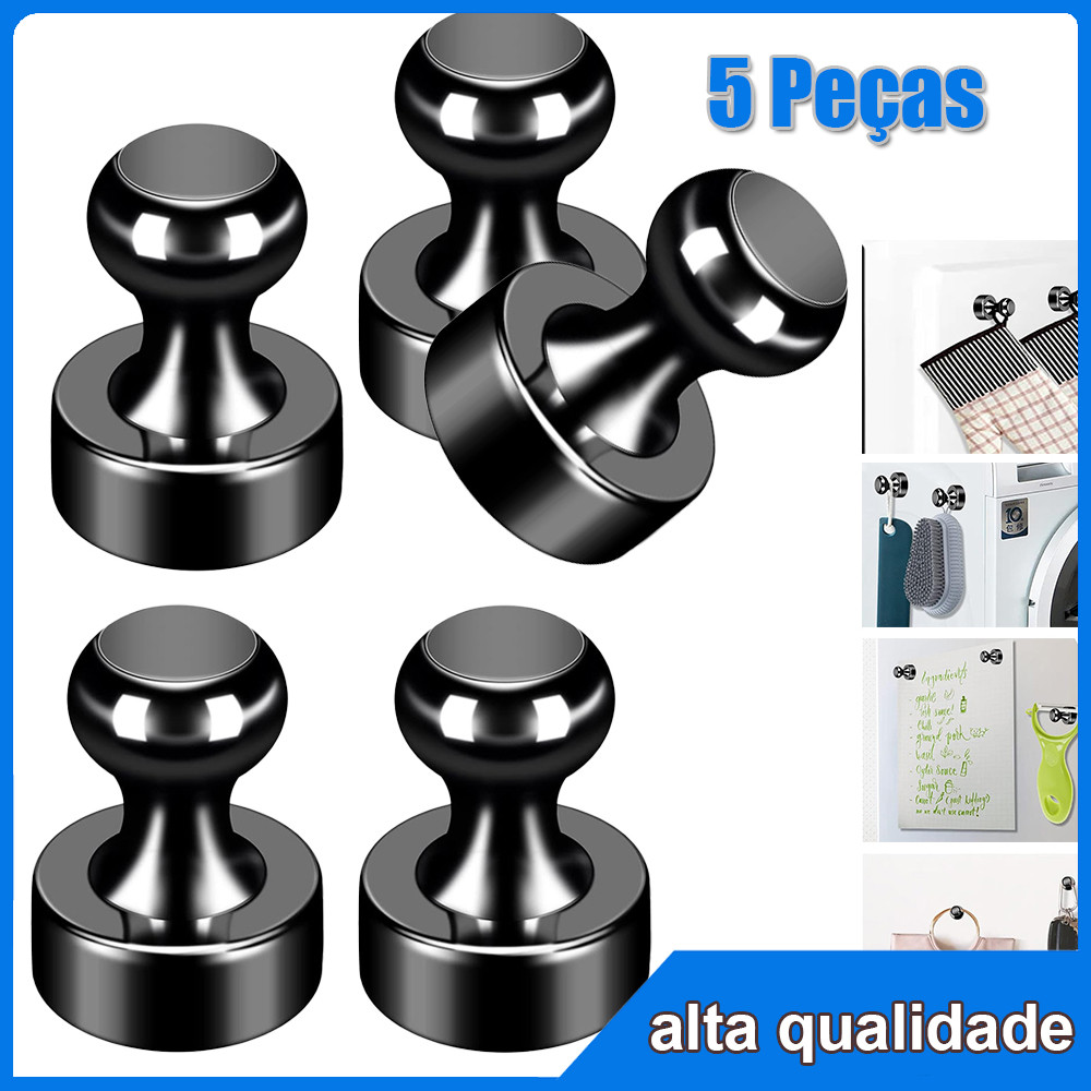 5Pçs Preto Forte Neodímio Magnético Pinos ímãs de mapa magnéticos fortes Ímã De Aço Durável Para Geladeira Quadro Branco
