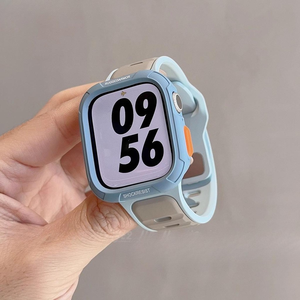 Pulseira De Silicone + Capa Para Apple Watch Ultra1/2 49mm 45mm 44mm 41mm 40mm Iwatch Série 9 8 7 6 5 SE 4