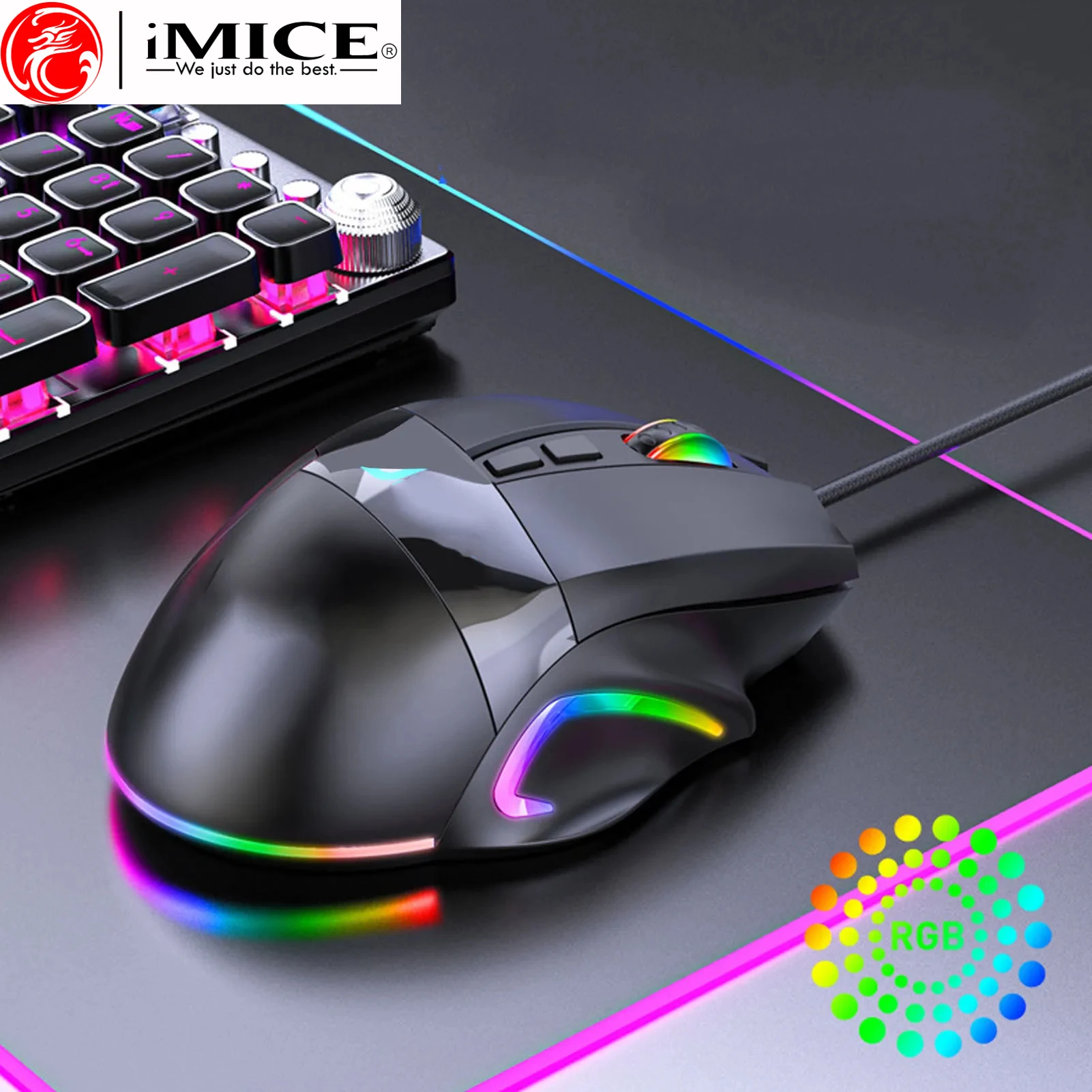 Programmable RGB Backlit Wired Gaming Mouse Multi-Keys DPI Adjustable Ergonomic Design Gamer Mouse For PC Computer Laptop Tablet