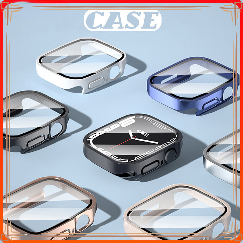 Adequado para Apple Watch Ultra2 Ultra1 Series11 10 9 8 7 6 5 4 3 SE2 SE1 Capa protetora de PC de vidro temperado dois e