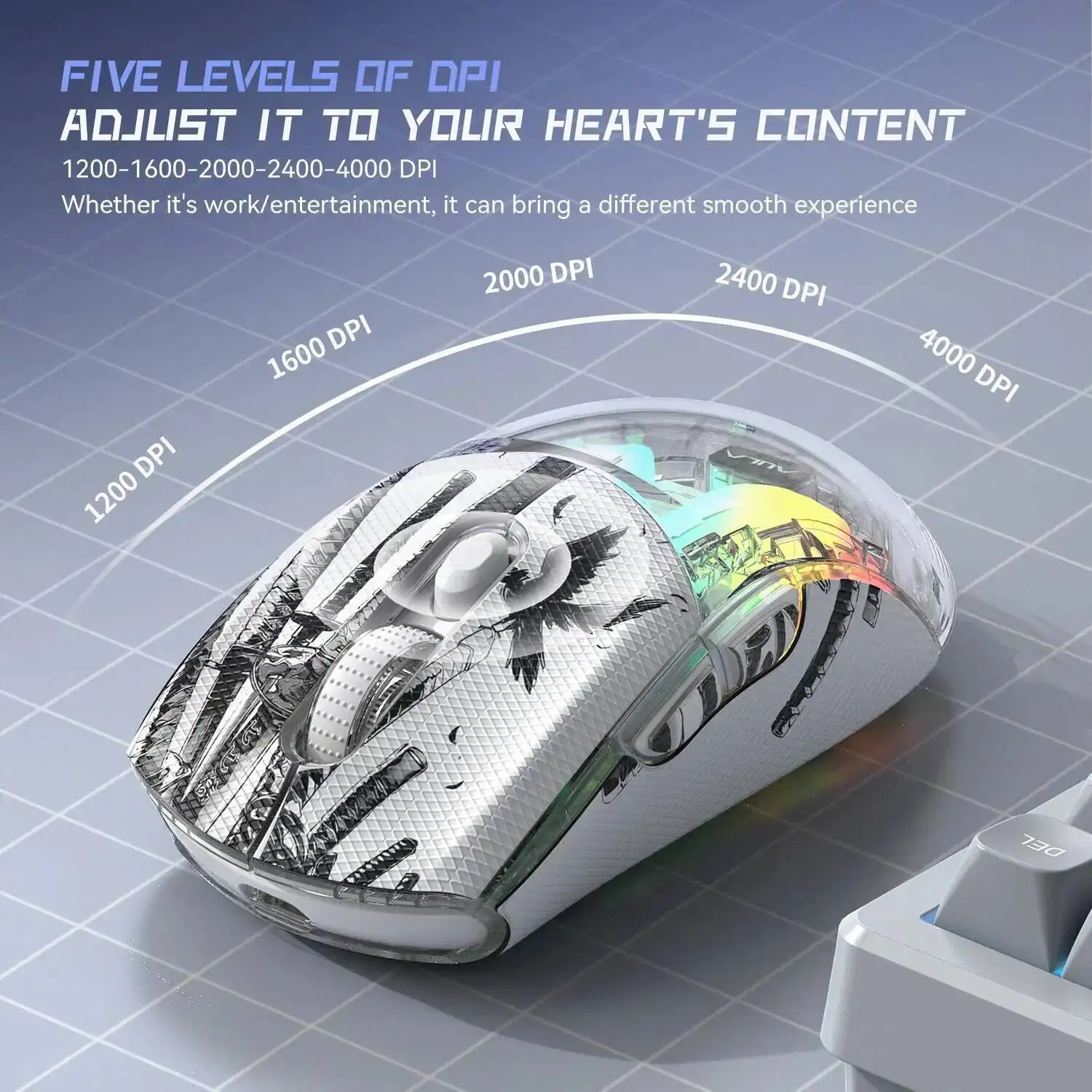 RGB Light Magnetic Rechargeable Wireless Gaming Mouse BT+2.4Ghz+Wired Tri-model Optical Ergonomic Mice with Anti-Slip Stickers