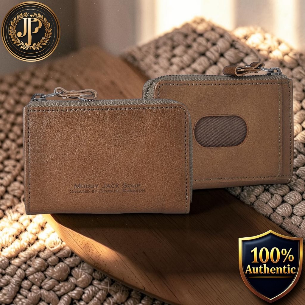 [Madi Jack Soup] COLORS Coin Purse with ID Window Pass, Zippered Mini Wallet, Genuine Leather, No.7600