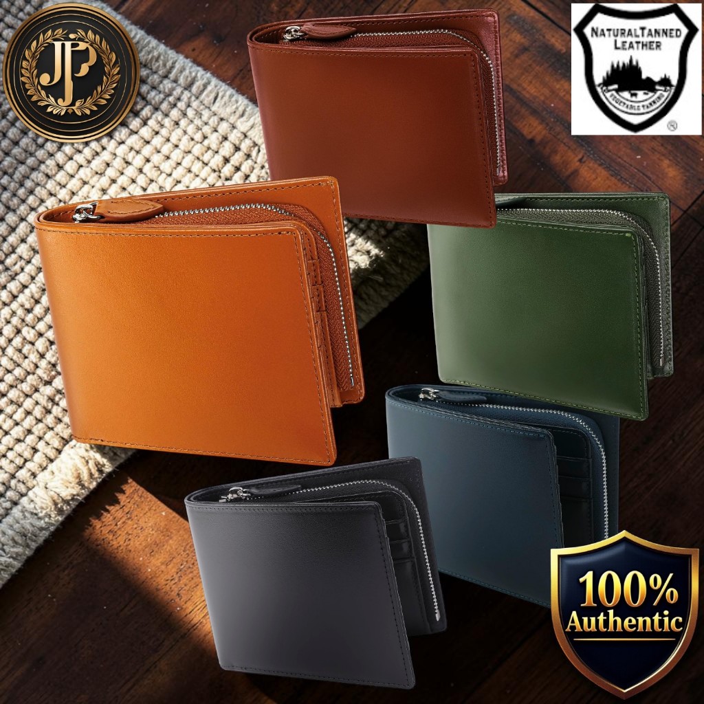[GENERAL ARTS] Vegetable-Tanned Genuine Cowhide Bifold Wallet for Men & Women, RFID Blocking