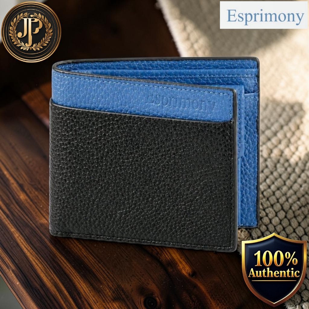 Esprimony Colors Series Men’s Bicolor Compact Genuine Leather Bifold Wallet