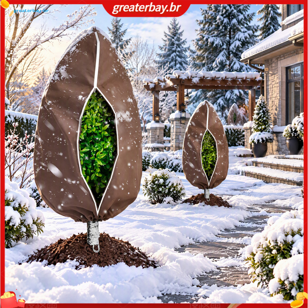 Winter Plant Protection Cover with Zipper Drawstring – Non-woven Frost Blanket for Outdoor Potted Plants Shrubs Trees