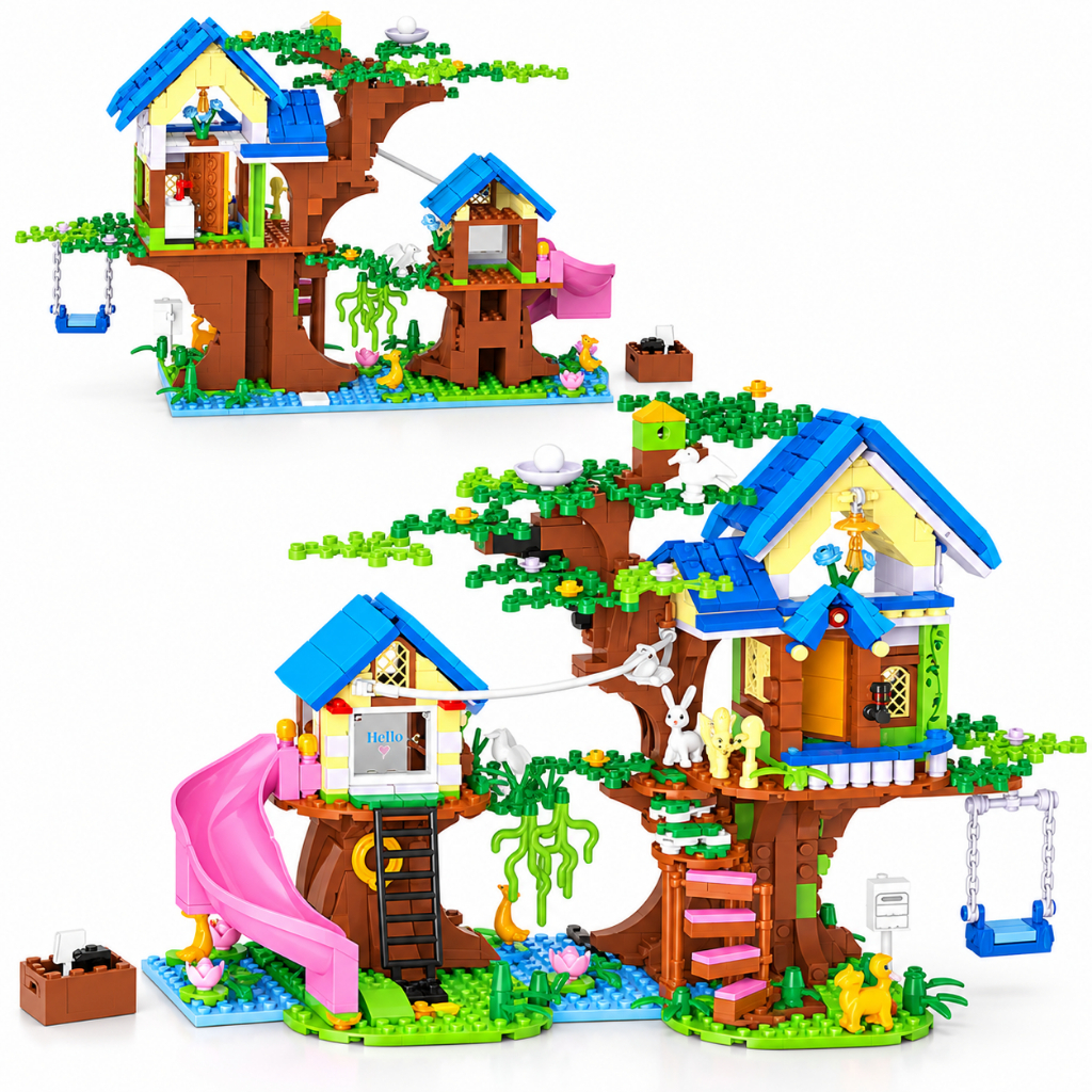 Dream House Treehouse Building Blocks Slide DIY Construção Brinquedo Educacional Para Meninas Crianças