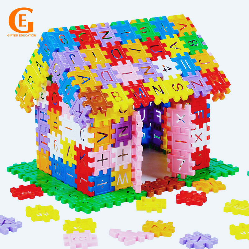 55pcs House Building Block Toys Kid Assembly Blocos De Dígitos Quadrados De Montagem De Brinquedos Educativos Infantis M