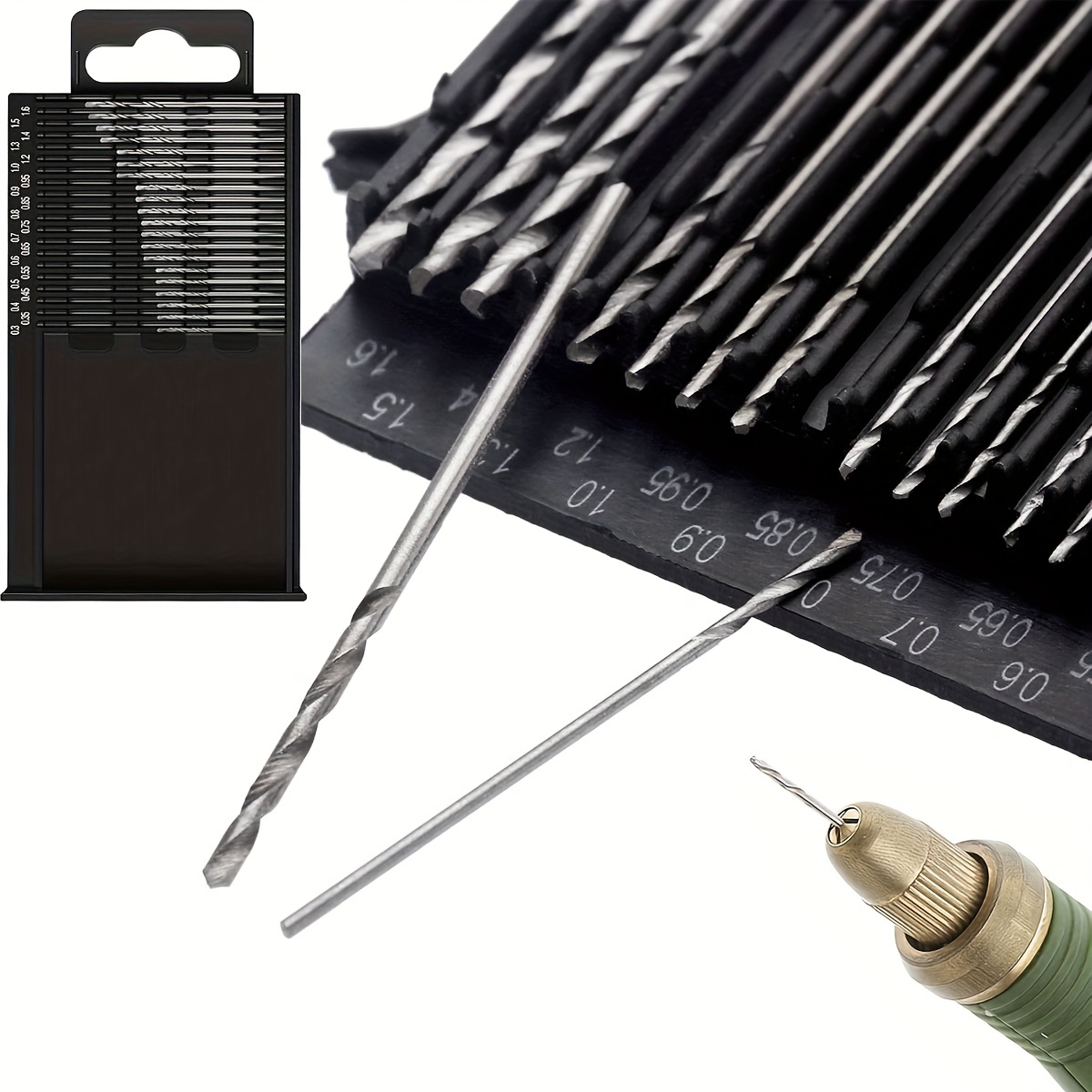Um Conjunto De 20 Peças HSS Mini Micro Brocas Helicoidais , De Precisão De 0.3-1.6mm Com Caixa De Aço Para Fabricação De