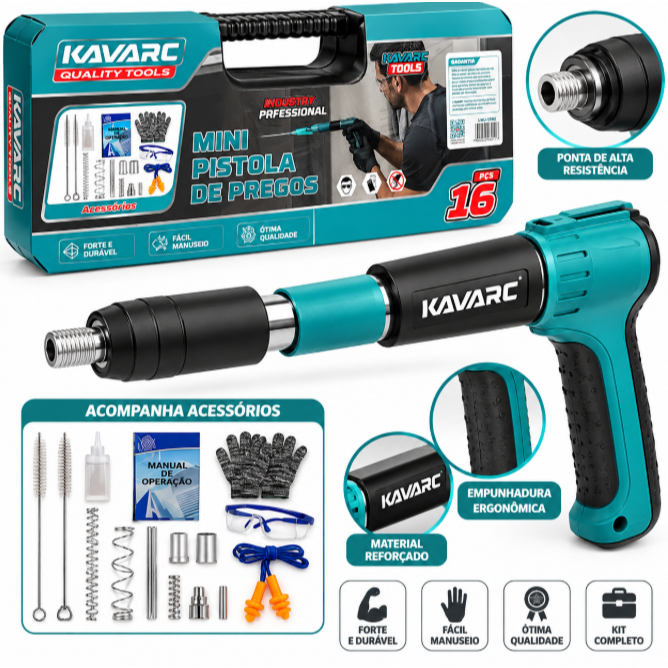 🔧 Mini Pistola de Pregos KAVARC – Kit Completo 16 Peças