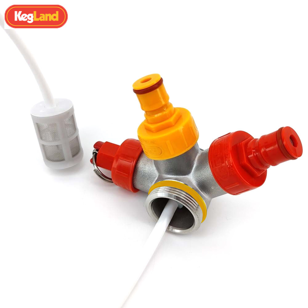 KegLand Mini Barril Baixo Perfil Bola Bloqueio Cabeça De Batida 3 Vias Entrada E Saída Kit Tampa Vinho Fermentação Casei