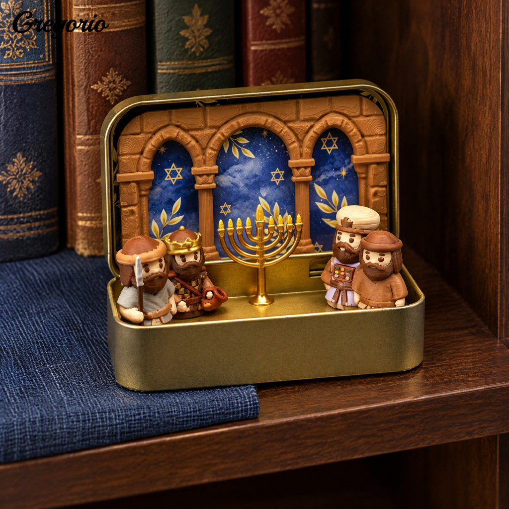 Small Figurines Mini Nativity Scene Set 3d Printed Tin Box – 10 Resin Figures Christmas Tabletop Decor Holy Family Orn