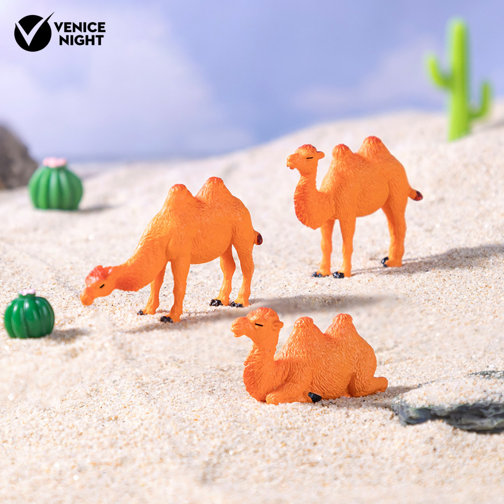 Office Desk Camel Decor Ornament Set 3 Pcs Mini Figurines Small Animal Statues Desktop Decorations for Micro Landscape D