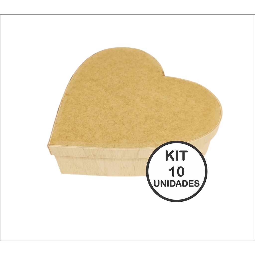 Kit 10 Caixas CORAÇÃO Em Madeira Com Tampa - Platters, Grazing Food, Grazing Table, Presentes dia das Mães, Namorados.