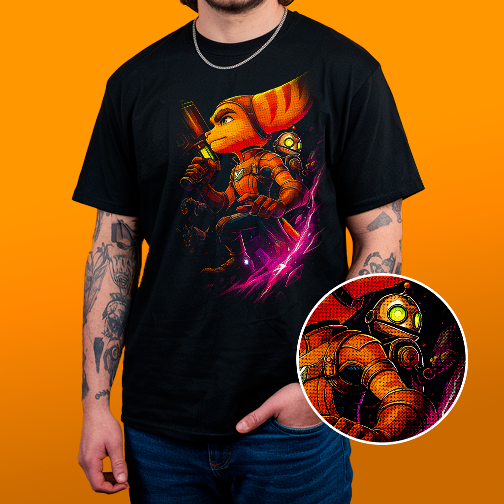 Camiseta Ratchet Clank  - Estampa Reticulada Algodão 30.1