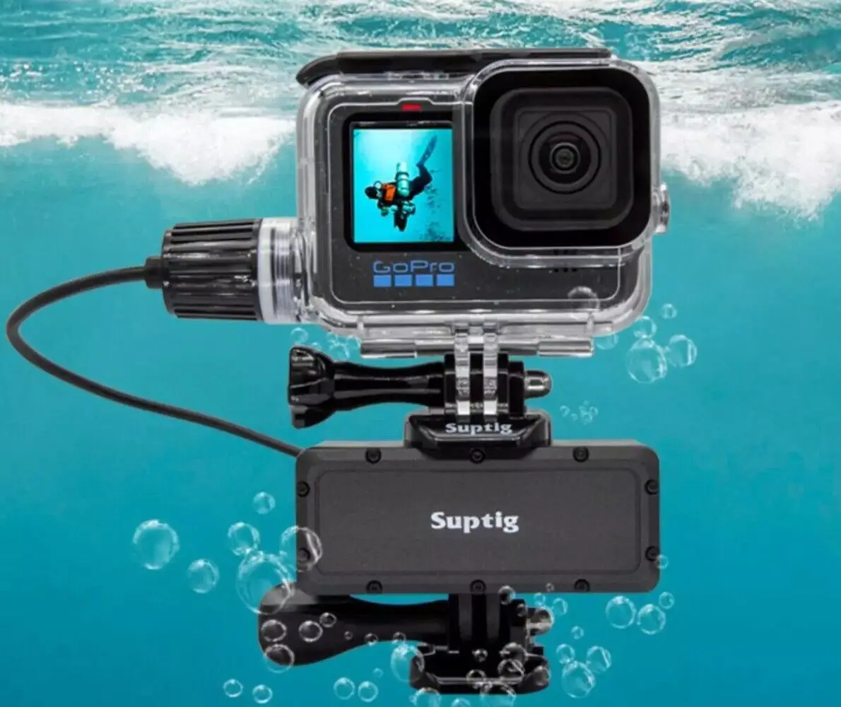 Mobile Power Bank Charger 4500Mah Underwater 45M for GoPro Hero 13 12 11 10 9 Black