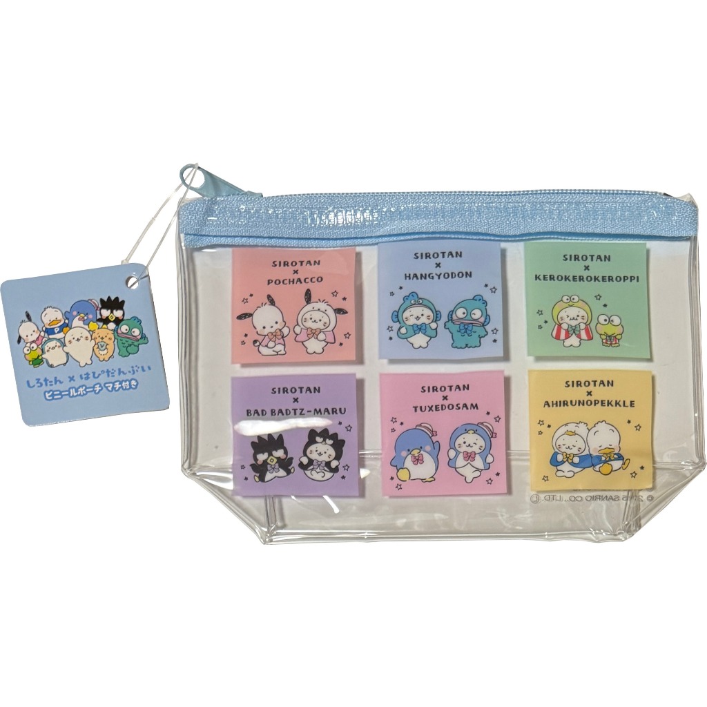 【Direct from Japan】Sanrio Hapidanbui × Sirotan Flat Vinyl Pouch 10 × 9 × 4 cm Zipper Coin Cases Accessories Bag with Gusset