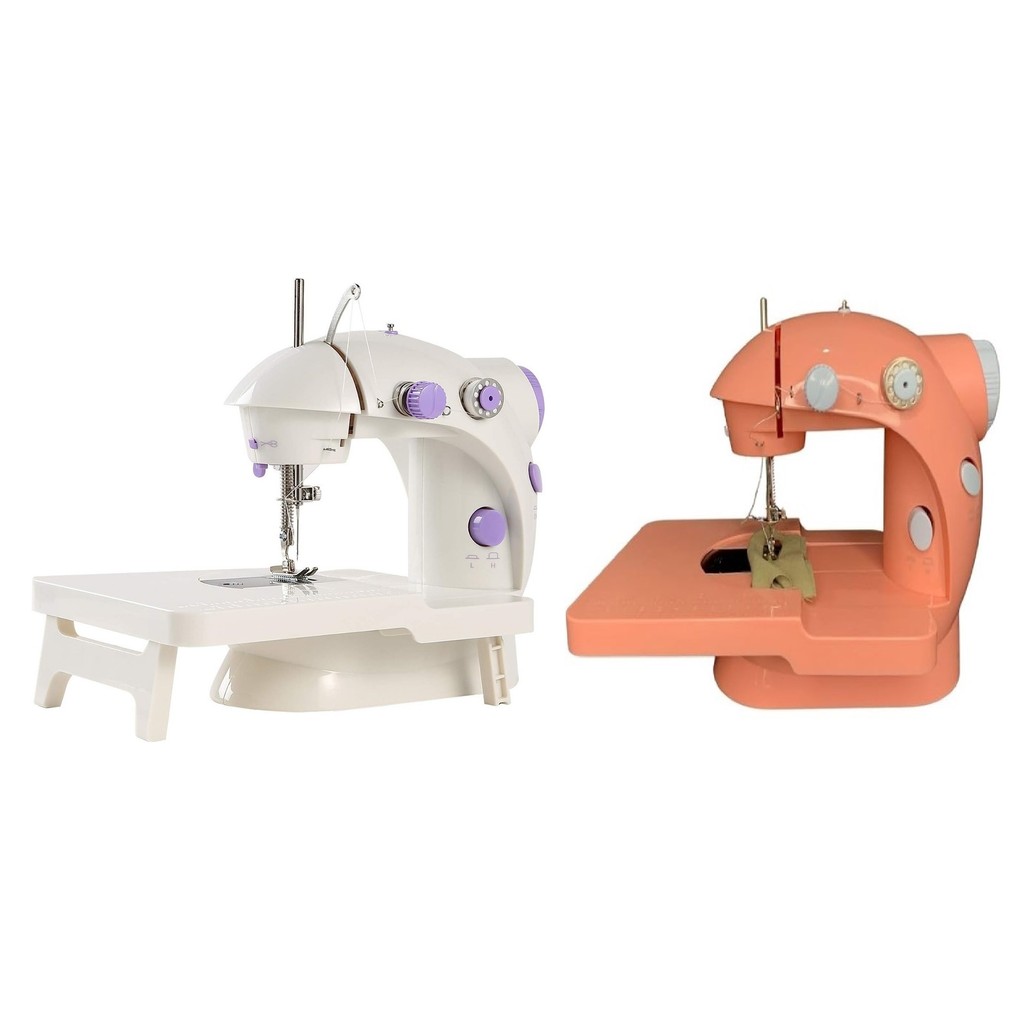 Mini Máquina De Costura Portátil Bivolt LANMAX LMD-202 Branca ou Rosa Mesa Criativa Reta Bivolt