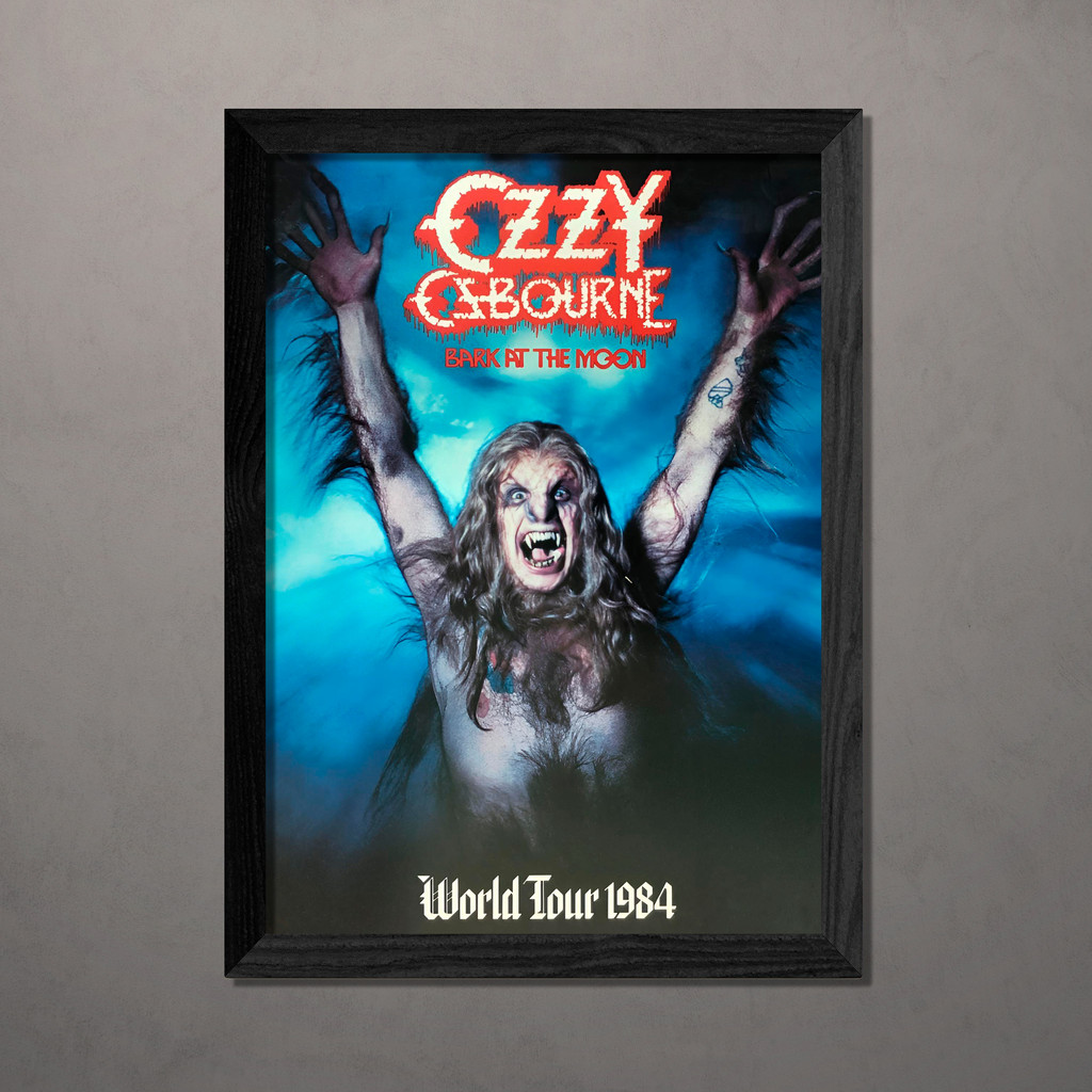 Quadro Decorativo Ozzy Osbourne Tour Bark at the Moon A4 Com Vidro