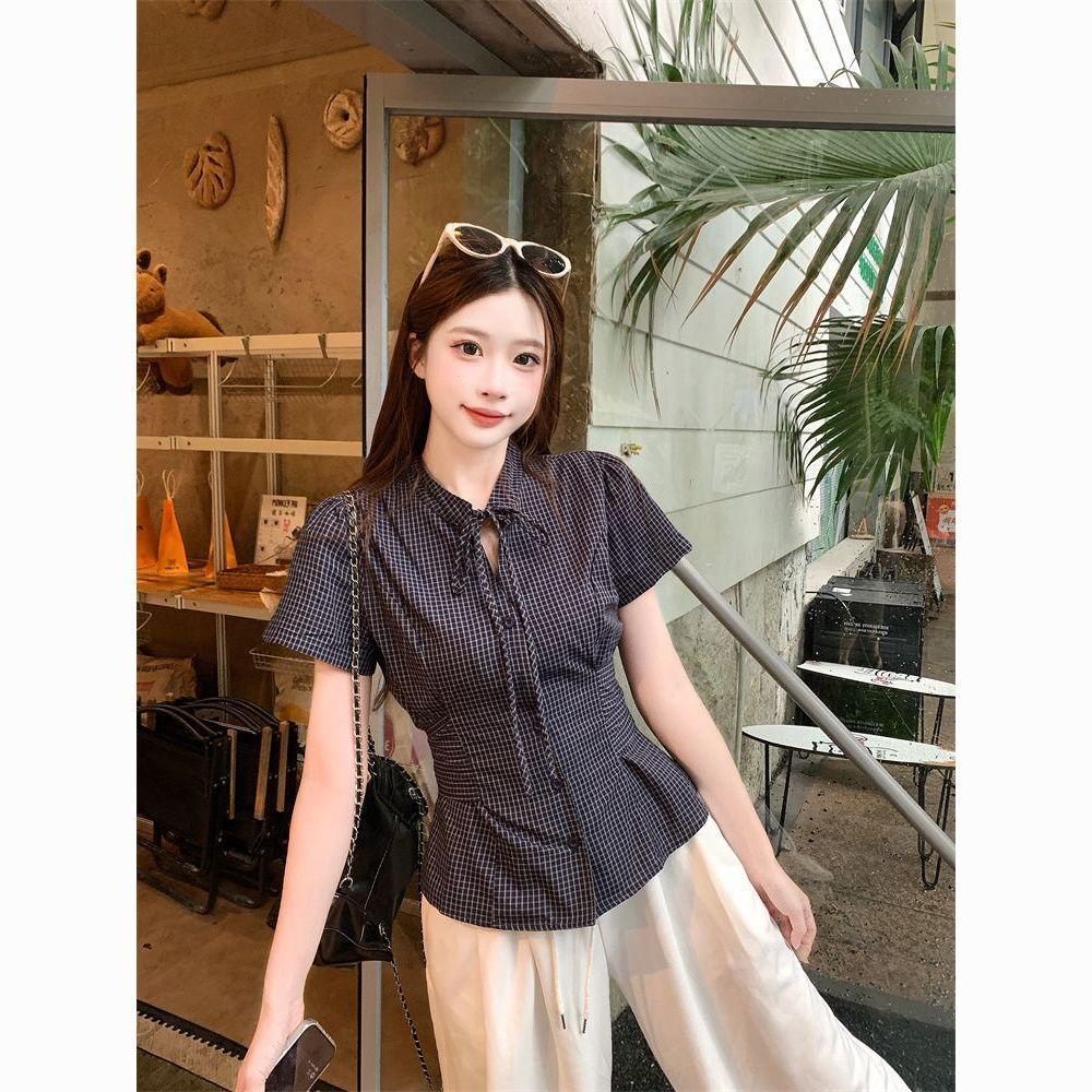[Venda por tempo limitado] 2026 Novo estilo coreano de venda quente Bowknot oco com cadarço camisa de cintura estreita f