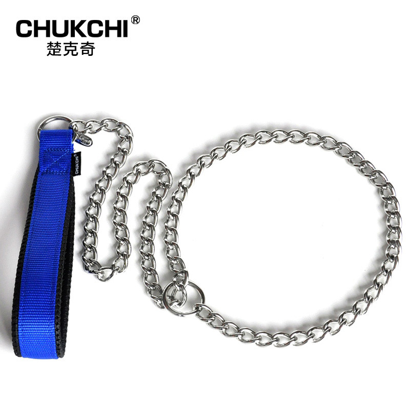 CHUKCHI Pet P Chain Dog Leash Strap Training Dog Leash à prova de explosão Punch Aço inoxidável Metal Médio Grande