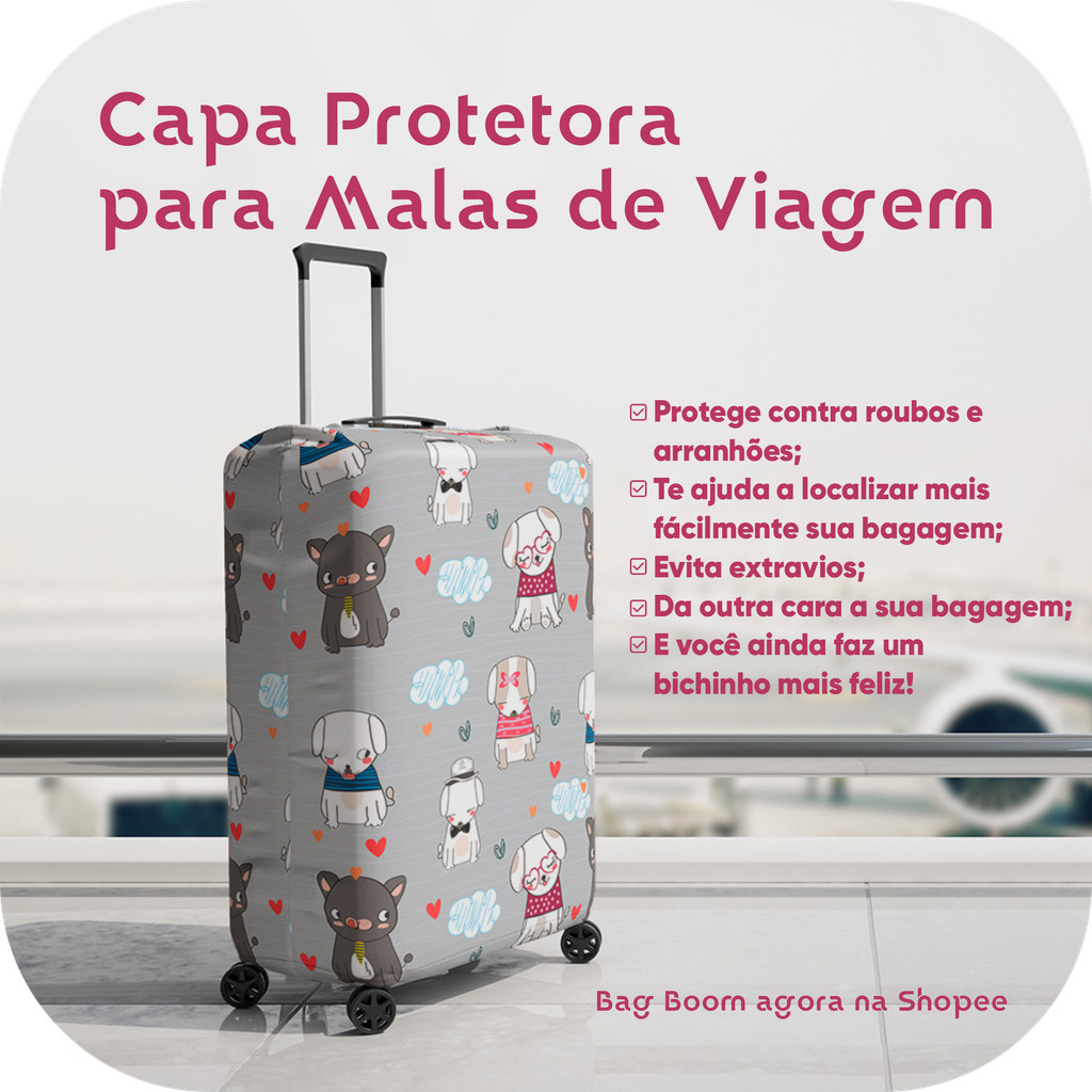 Capa Mala Viagem Protetora Antifurto Elástica Pets 10 23 32Kg Todos os tamanhos