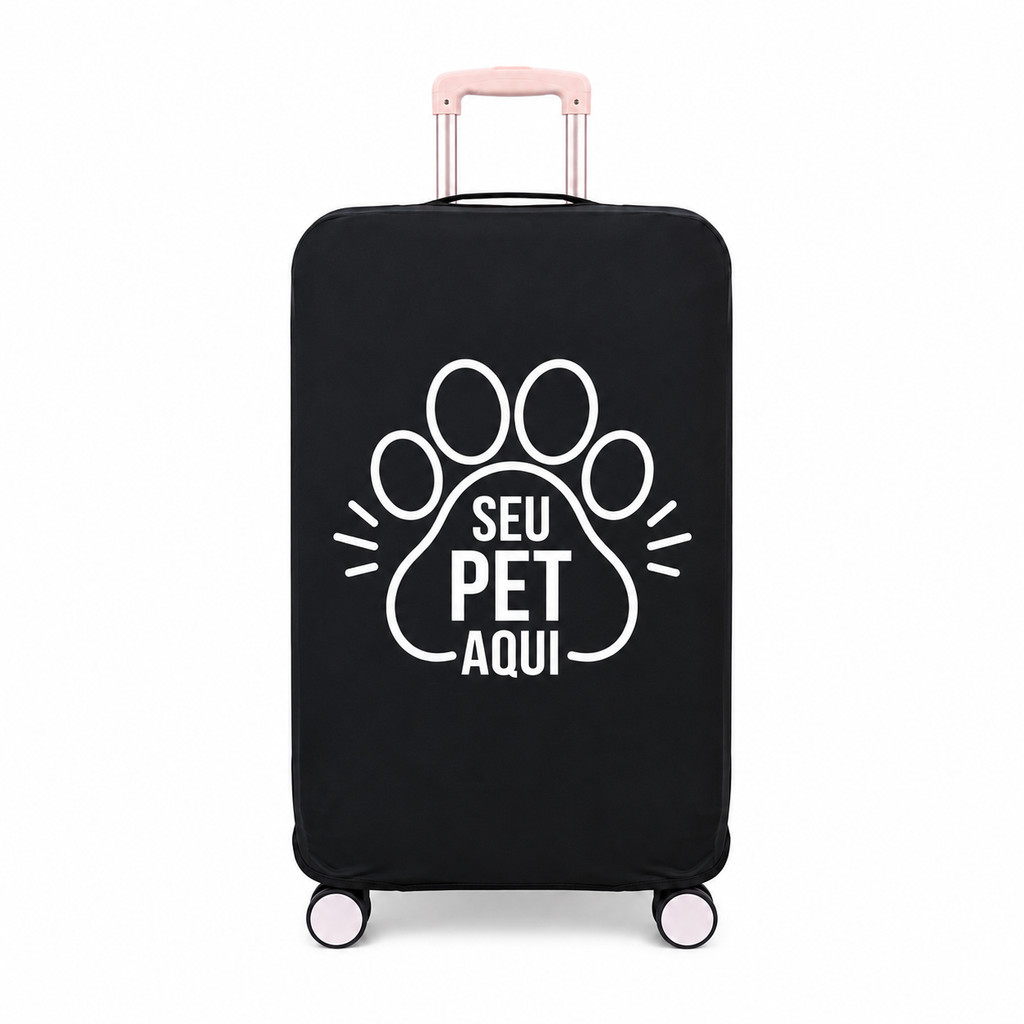 Capa Mala Personalizada Seu Pet Imagem Duravel Bagagem Aeroporto Dog Travel Tecido Elastico Urbano