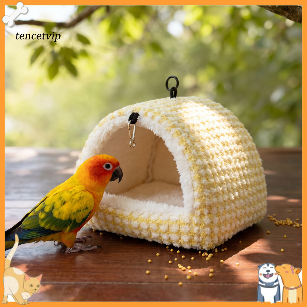 Plush Hanging Bird Nest Warm Parrot Bed for Cage Cozy Fleece Sleeping Hut Small Accessory for Cockatiels Budgies Lovebir