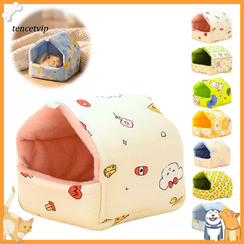 Small Plush Hideout Warm Hamster Bed for Winter – Cozy Washable Cave House Hammock for Pets Chinchilla Guinea Pig Squi