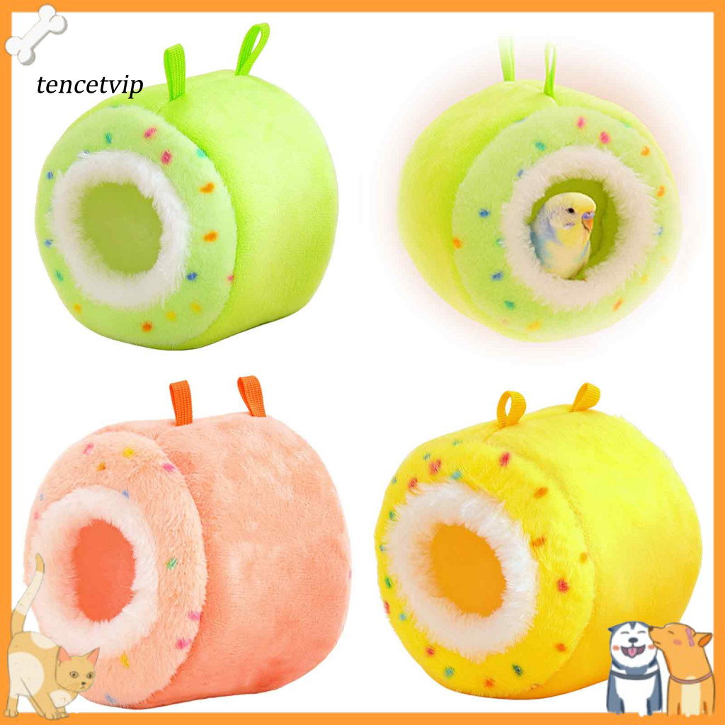 Small Warm Bed Soft Plush Hamster Nest Parrot Hanging Hammock Cozy Hideout Winter Cave Cage Accessory for Sugar Glider C