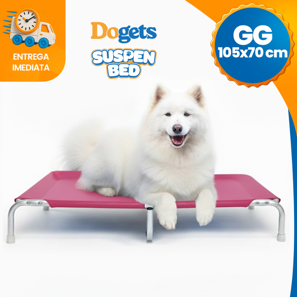 Cama Para Cachorro Pet Suspensa Resistente Para Cachorro Tamanho GG Rosa Suspen Bed Dogets
