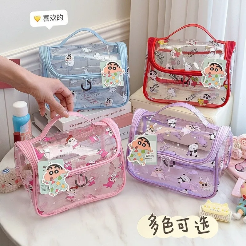 Cartoon Crayon Shin-chan Makeup Bag Large Capacity Waterproof, Handheld Transparent Portable Travel Hook Washing and Storage Bag