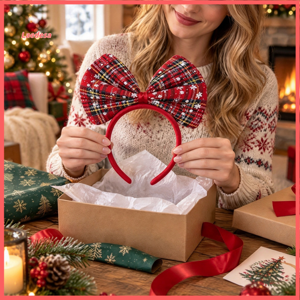 Christmas Headband for Women Girls Elastic Hair Hoop for Kids Adults Bow for and Plaid Giant Bowknot for Holiday