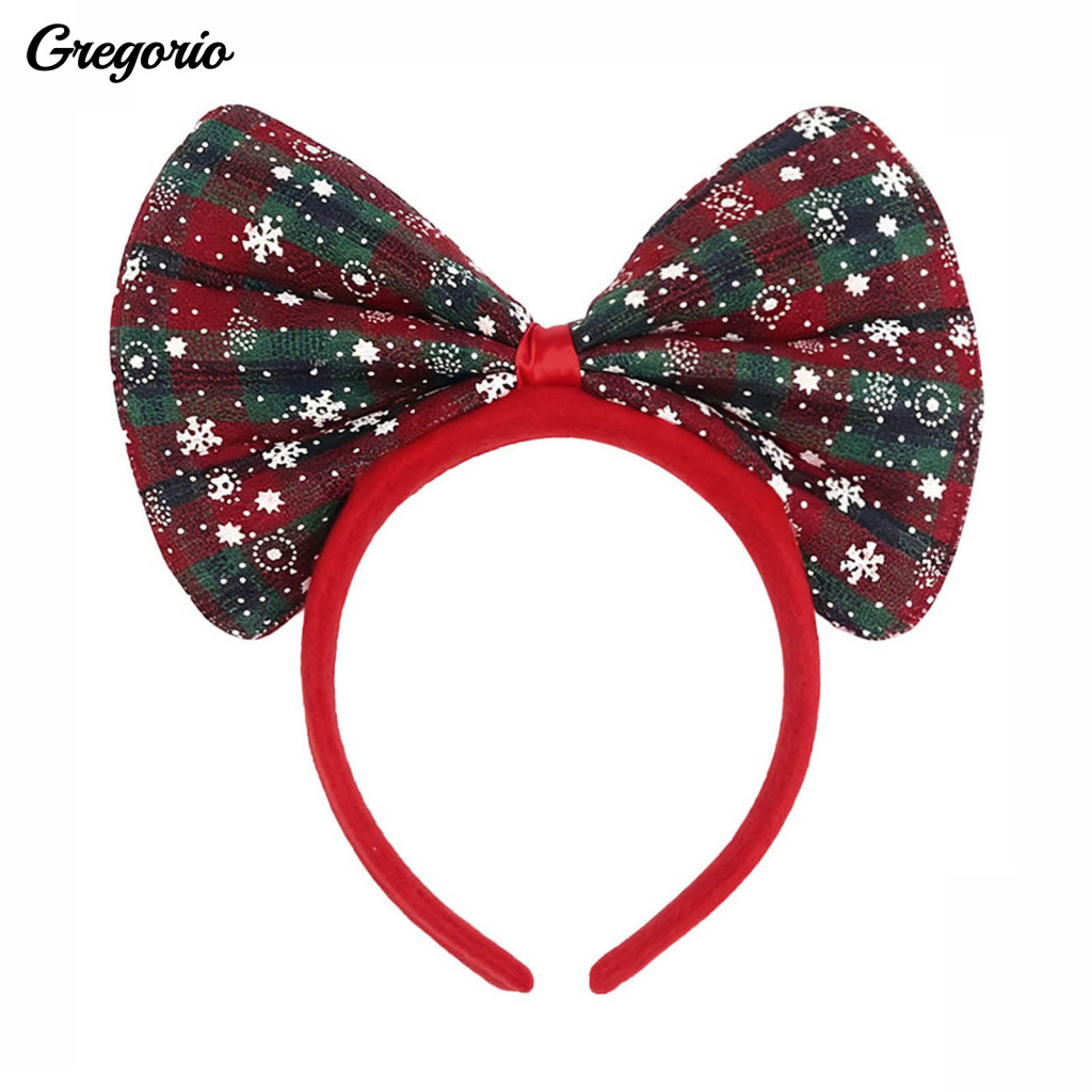 Christmas Headband for Women Girls Holiday Hair Accessories with Snowflake Bow for and Plaid Hoop Giant Bowknot for